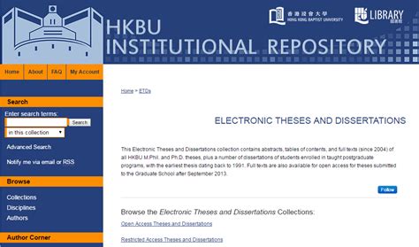 HKBU Theses and Dissertations .